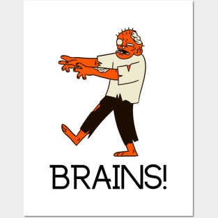 Zombie Seeking Brains Apparel Posters and Art